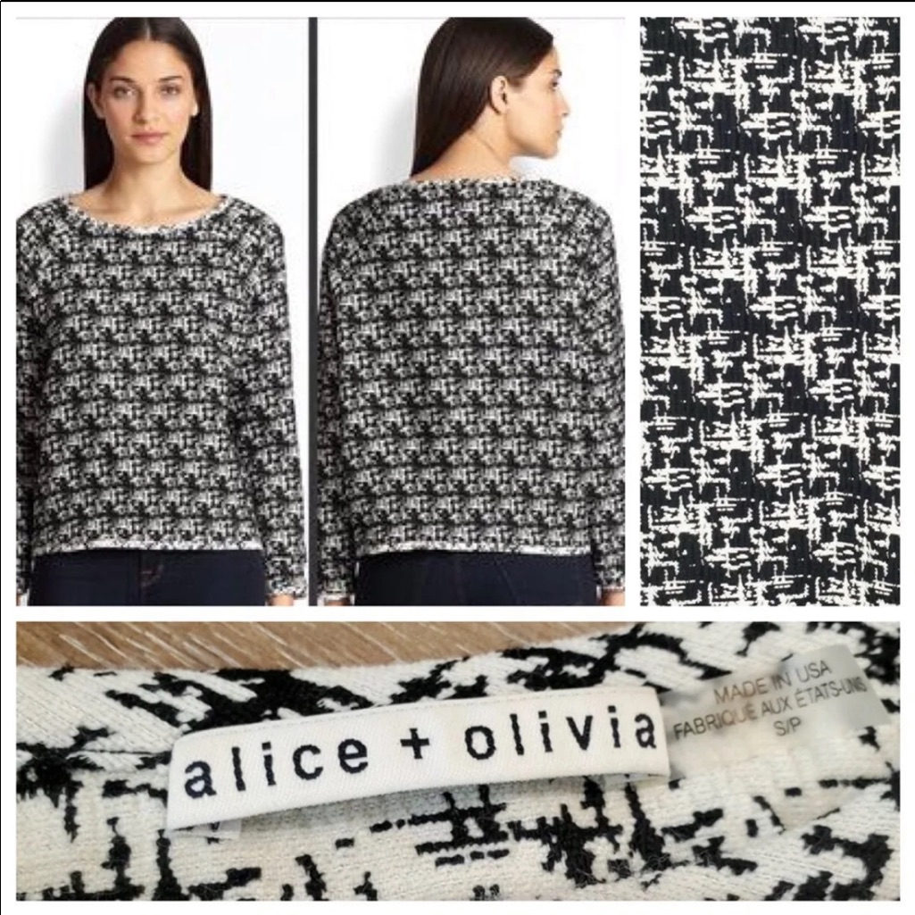 Alice + Olivia Marbled Tweed Sweater